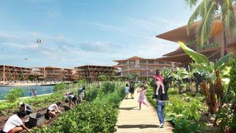 Takene i den flytende byen skal gi skygge og areal for solfangere og solceller. Foto: BIG-Bjarke Ingels Group