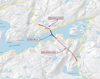 Del 2 av Lakseveien, kutter strekningen mellom Stokkhaugen og Sunde med seks kilometer. Ill: Statens vegvesen