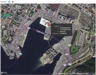 Illustrasjonen viser at Operahuset i Oslo er i risikosonen for flom. Det er dette «floodrisk 1» i figuren betyr, i motsetning til de andre bygningene lavest plassert i Oslo, der «floodrisk» står som 0. Dette kan Statsbygg nå beregne på grunn av doktorgradsarbeidet til Ling Shi. Foto: Ling Shi