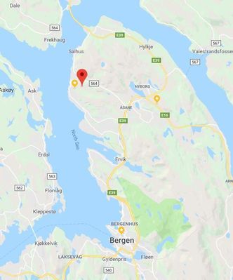 Toppe ligger nord i Bergen. Skjermbilde: Google Maps