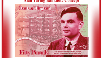 Britisk 50-pundsseddel med Alan Turings portrettbilde. Foto:  Bank of England