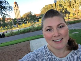 Selfie fra Stanford University der Oda Ellingsen var gjesteforsker høsten 2016 i forbindelse med doktorgraden. Foto: Privat