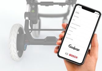 Estroller får en egen app, med blant annet kaféalarm. Foto: Bosch/Emmaljunga