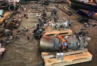 Komponentene lagt ut i SHT-hangaren. Foto:  SHT