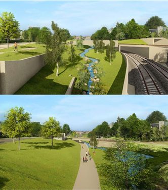 Regulert ettplans- (øverst) og toplansløsning (nederst) for stasjonen sett fra Volvat. Foto: Ruter/Sporveien