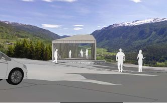 Omtrent slik skal utsiktspunktet bli seende ut, i følge forprosjektet. Illustrasjon: Feste landskap/Arkitektur