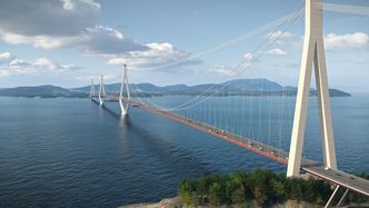 Skal det bygges hengebru på flytende fundamenter over Sognefjorden, må det forskning og teknologiutvikling til. - Forskningsprosjektene er avgjørende for å kunne gjennomføre byggingen av fergefri E39, sier prosjektleder Tore Askeland. Illustrasjon: Statens vegvesen/Vianova/Baezeni