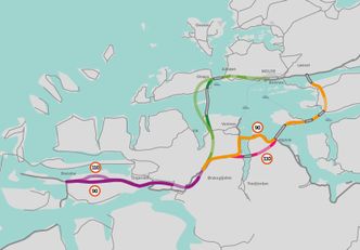 Dette er de fergefrie alternativene som er blitt vurdert. Møreaksjen krysser fjorden til venstre i kartet. Romsdalsaksen har kryssingen lenger mot høyre (øst). Ill: Statens vegvesen