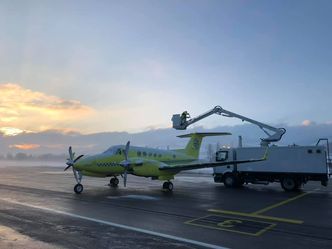 Avising på et av BSAAs ti B250-fly. Foto: Babcock