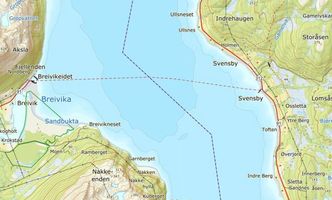 Fergestrekningen Breivikeidet-Svendsby. Illustrasjon: Troms og Finnmark fylkeskommune