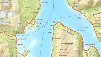 Fergestrekningen Lyngseidet-Olderdalen. Illustrasjon: Troms og Finnmark fylkeskommune