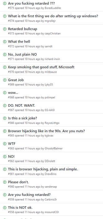 Noen av reaksjonene på at Office 365 ProPlus skal tvangsinstallere en Bing-utvidelse i Chrome. Skjermbilde: digi.no