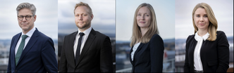 F.v.: Peter Enholm, Ola Hermansen, Tone Hostvedt Aarthun og Pernille Edh Hasselgård Foto: Advokatfirmaet Hjort