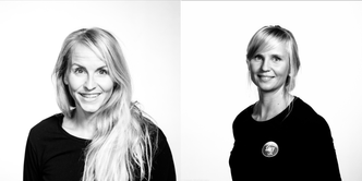 Brita Staal (t.v.) og Vilma Havas. Begge er ansatt i SALT. Vilma forsker gjennom sin PhD på sirkulær plastøkonomi. Brita har vært operativ leder for miljø-, kvalitet og bærekraft i norske og globale bedrifter. Foto:  Espen Mortensen