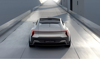 Polestar Precept har ingen tradisjonell bakrute, i stedet er utsikten bakover kamerabasert. Foto: Polestar