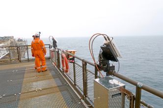 Stereomålinger: To videokameraer på Ekofisk Kilo gjør det mulig å bekrefte varslinger om høye bølger i Nordsjøen. Foto:  Håvard Solerød