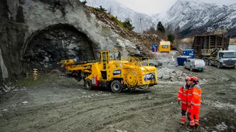 Tunnelpåhogget ved Kjøsnes i mars 2020. Foto: Statens vegvesen