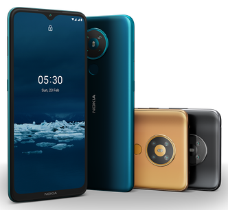 Nokia 5.3 har et «quad-kamera» på baksiden med egen nattmodus. Foto: HMD Global