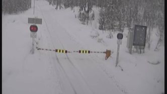 Bommene er nede ved Billingen på Rv 15 på Strynefjell, og fjellovergangen er stengt i dag. Foto: Statens vegvesens web-kamera