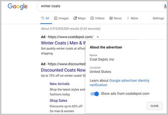 Google skal gjøre det mulig for nettleserbrukere å se hvem som faktisk står bak annonser som leveres gjennom selskapets annonsetjenester. Illustrasjon: Google