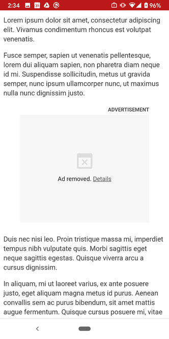 Slik vil annonser framstå i Chrome dersom de har blitt deaktivert på grunn av for høy ressursbruk. Skjermbilde: Google