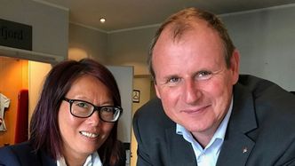 Regiondirektør i NHO Arktis, Målfrid Baik og LO-leder i Troms og Finnmark, Bjørn Johansen. Foto: NHO