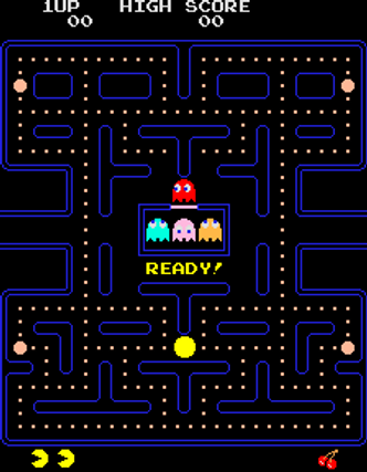 Skjermbilde fra det originale Pac-Man-spillet. Foto: Wikipedia