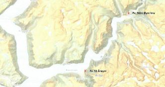 Kartet viser hvor de to strekningene som skal rassikres. Illustrasjon:  Vestland fylkeskommune