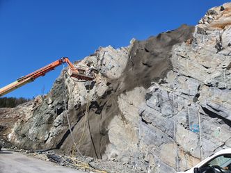 Bergsikring ved Skarvåsen i april 2020. Foto: Martin Midttømme, Trøndelag fylkeskommune