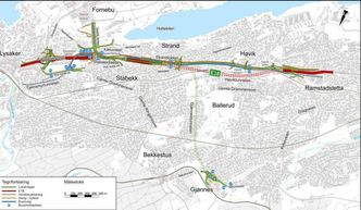 Vegvesenets kart over strekningen. Illustrasjon:  Statens vegvesen