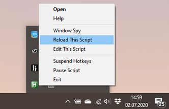 Høyreklikk på Autohotkey-ikonet for å få opp en meny som lar deg for eksempel redigere skriptene dine.