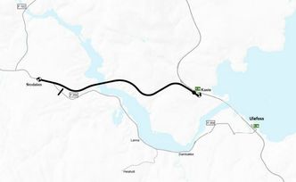 Tenkt trase for den nye fylkesveien. Illustrasjon:  Vestfold og Telemark fylkeskommune