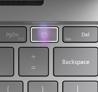 Enkelte Surface Laptop Go-utgaver har fingeravtrykkleser innebygd i på-knappen. Foto: Microsoft