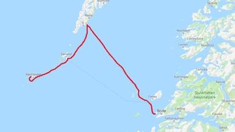Strekningen mellom Bodø, Moskenes, Værøy og Røst er lang, og det å utvikle en hydrogenferge vil bli dyrt. Men nytten vil bli stor, skriver TUs redaktør i denne kommentaren. Skjermbilde: Google Maps