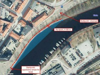 Anleggsområdet: Kartet viser hvor det skal spuntes. Illustrasjon: Viken fylkeskommune