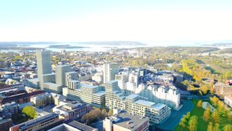 En visualisering gjort på Majorstuen, der dronefoto legges til grunn for montasje med forslag til tiltak. Foto: Asplan Viak AS