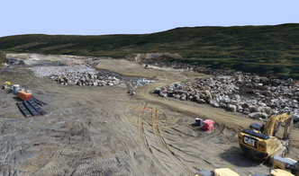 Denne 3D-modellen ble brukt til å måle volumer av masse og bart fjell som må sprenges/pigges. Foto: Asplan Viak AS
