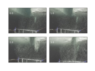 Bildene viser hvordan turbulens oppstår når isflaket nærmer seg kanten. Foto:  Thea Josefine Ellevoll/UiO