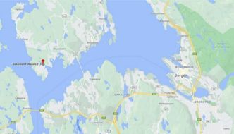 Brua ligger ved det røde punktet på Askøy, vest for Bergen. Illustrasjon: Vestland fylkeskommune