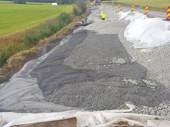 Utbedring av setningsskader på Rv 3 ved Tynset i august i år. Foto: Statens Vegvesen