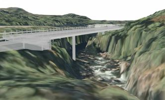 Modell av nye Skjøiten bru. Illustrasjon:  Statens vegvesen