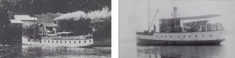 Til venstre D/S Lillehammer (ca 1920) og M/B Kvikk (ca 1930). Foto: Mjøsmuseet