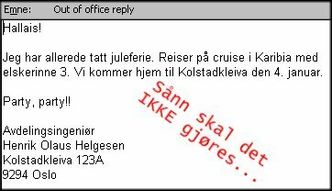 Eksempel på hvordan det IKKE skal formuleres.