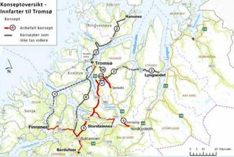 Oversikt over konseptene som har vært aktuelle. Illustrasjon: Statens vegvesen