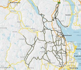 Veinettet i Vestfold Nord-kontrakten. Illustrasjon: Statens vegvesen