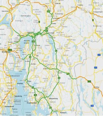 Veiene som inngår i kontrakten for Stor-Oslo. Skjermbilde: Statens vegvesen