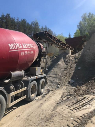 Samarbeidsavtalen innebærer at Mona Betong vil benytte Re-Con Zero til tørrvask av egne betongbiler, samt kunne ta imot slam og returbetong fra andre aktører ved sitt anlegg på Brennermoen i Mysen. Foto: Mona Betong
