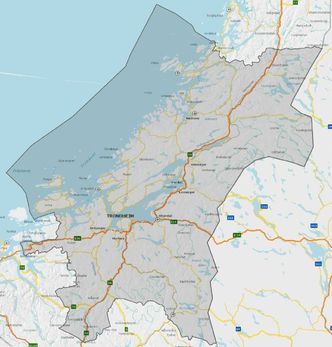 Kontraktsområdet for Trøndelag. Illustrasjon: Statens vegvesen