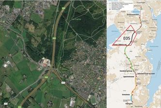 Kart over strekning E05 av sykkelstamveien. Illustrasjon: Statens vegvesen