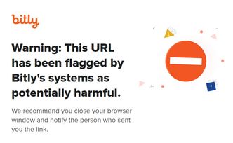Bitly advarer nå brukere som klikker på lenken i Whatsapp-meldingene den ondsinnede appen FlixOnline sender ut. Skjermbilde: Digi.no